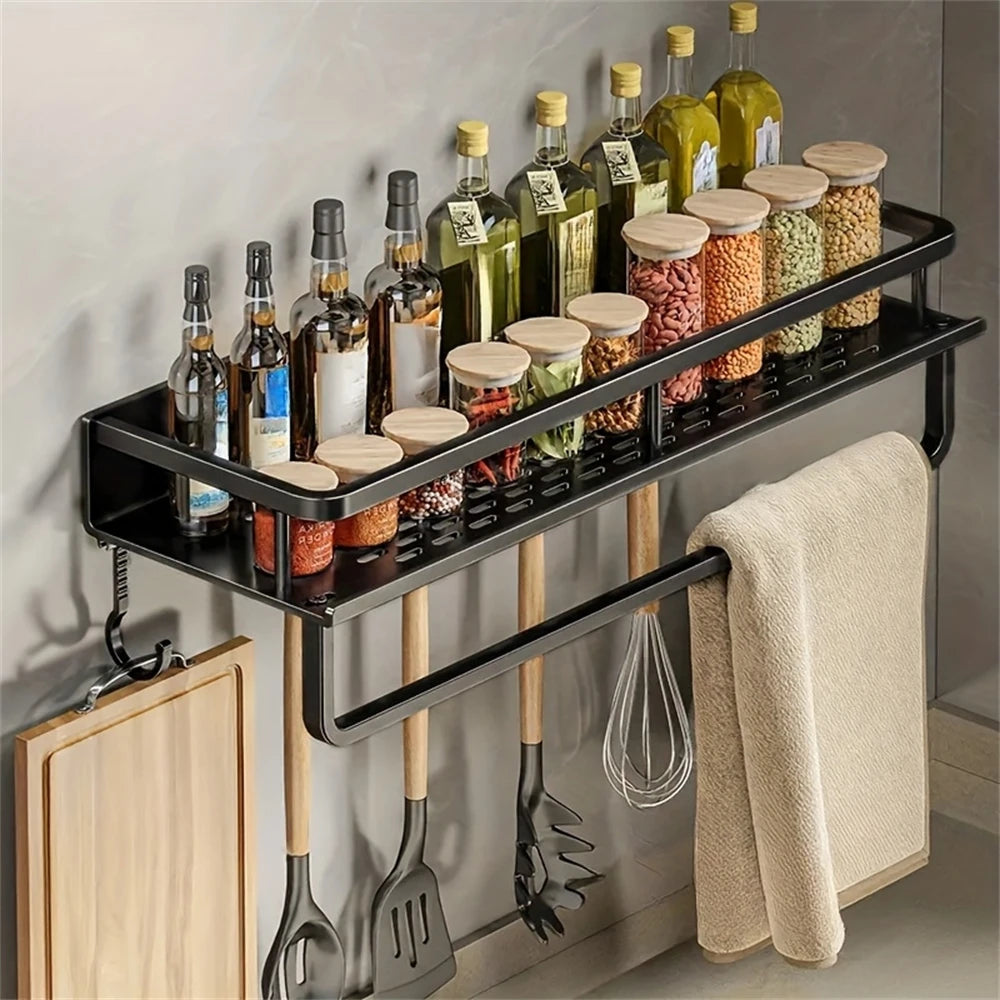 1 Multi-Functional Storage Rack With Rod Seasoning Rack Wall-Mounted Seasoning Storage - Storage Shelf - view 3