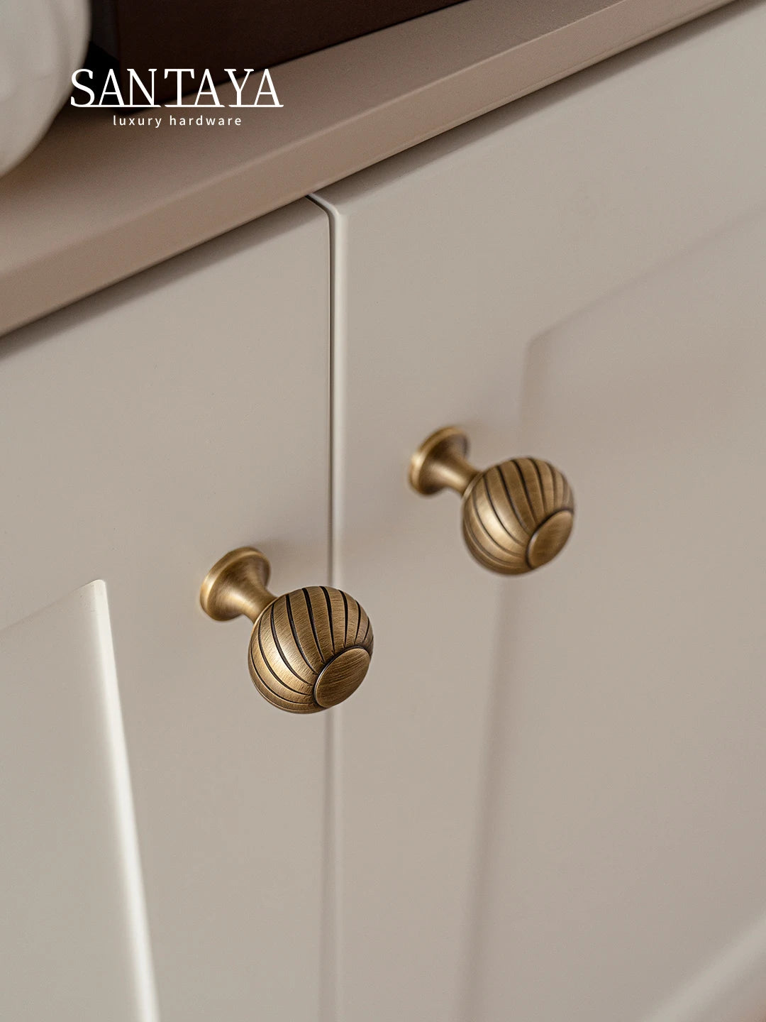 Santaya Brushed Antique Brass Handles Luxury Kitchen Cabinet Pull Wardrobe Dresser - Cabinet Organizer - view 5