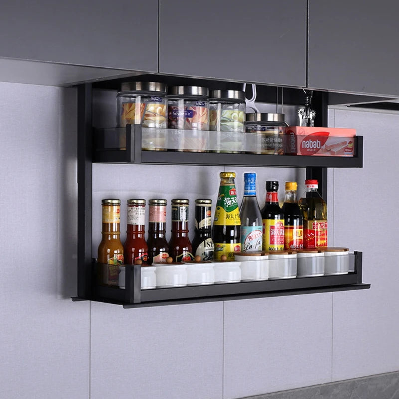 Intelligent electric hanging cabinet lifting basket, kitchen cabinet seasoning basket - Cabinet Organizer