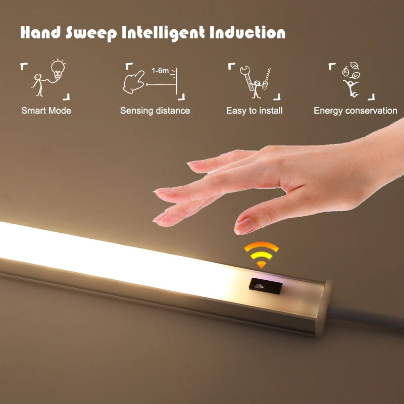 LED Light Under Cabinet Lights For Kitchen Hand Sweep Switch PIR Motion Sensor Closet - Cabinet Organizer - view 2