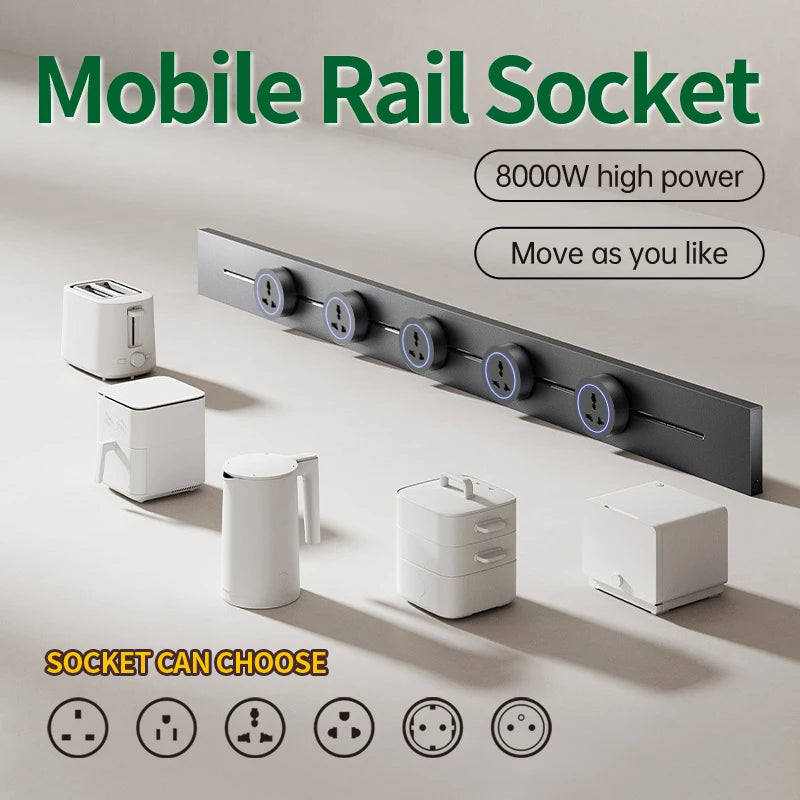 Wall Power Rail Socket High End Home Kitchen Office 8000w Track Socket EU/FR/US/UK - Storage Shelf - view 2