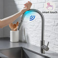 DQOK Kitchen Faucet Pull Out Brushed Nickle Sensor Stainless Steel Black Smart - Kitchen Faucet
