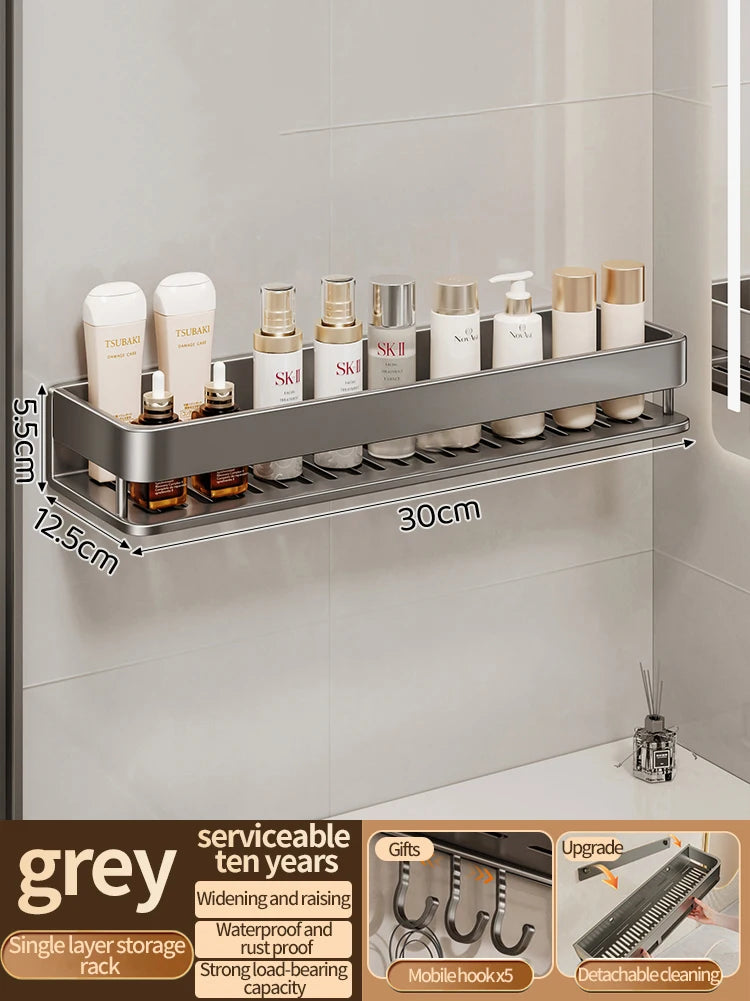 Aluminum kitchen rack kitchen shelf toilet storage no drill hanging rack bathroom - Storage Shelf - view 7