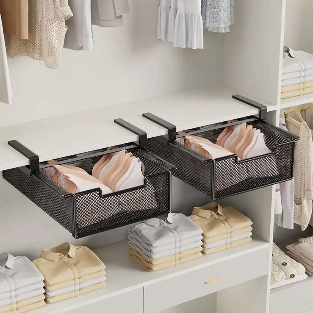 Large Capacity Underwear Storage Basket Pure Color Under Cabinet Hanging Organizer - Cabinet Organizer - view 4