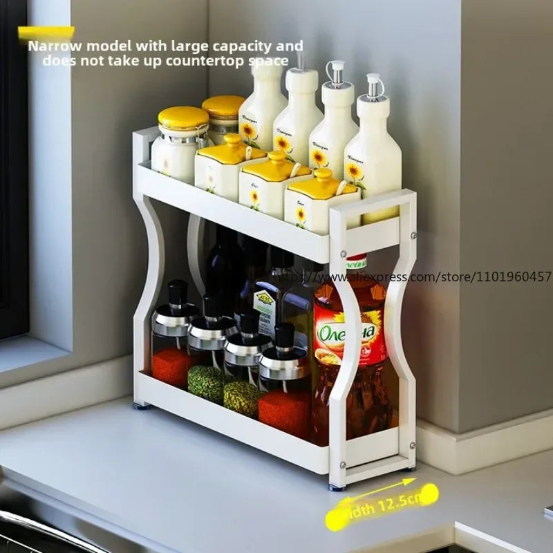 Kitchen Rack Spice Rack Countertop Small Seasoning Oil Salt Sauce Vinegar Storage Rack - Storage Shelf - view 4