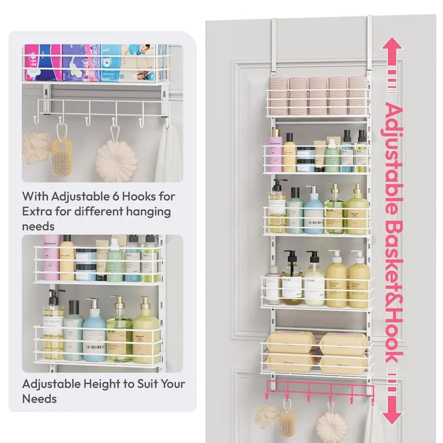 Over The Door Organizer Door Organizer Hanging with 5 Adjustable Metal Large Capacity - Cabinet Organizer - view 5