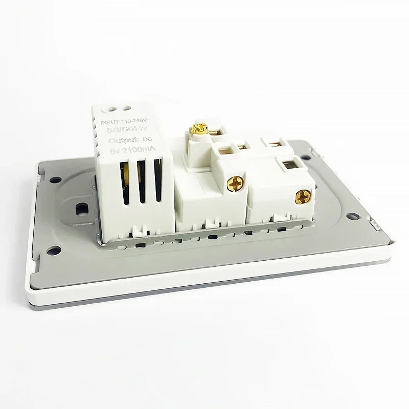 118 Series 118*75mm Tempered Glass US Thai Wall Socket Dual USB Type-C Ports Light - Home Improvement - view 6