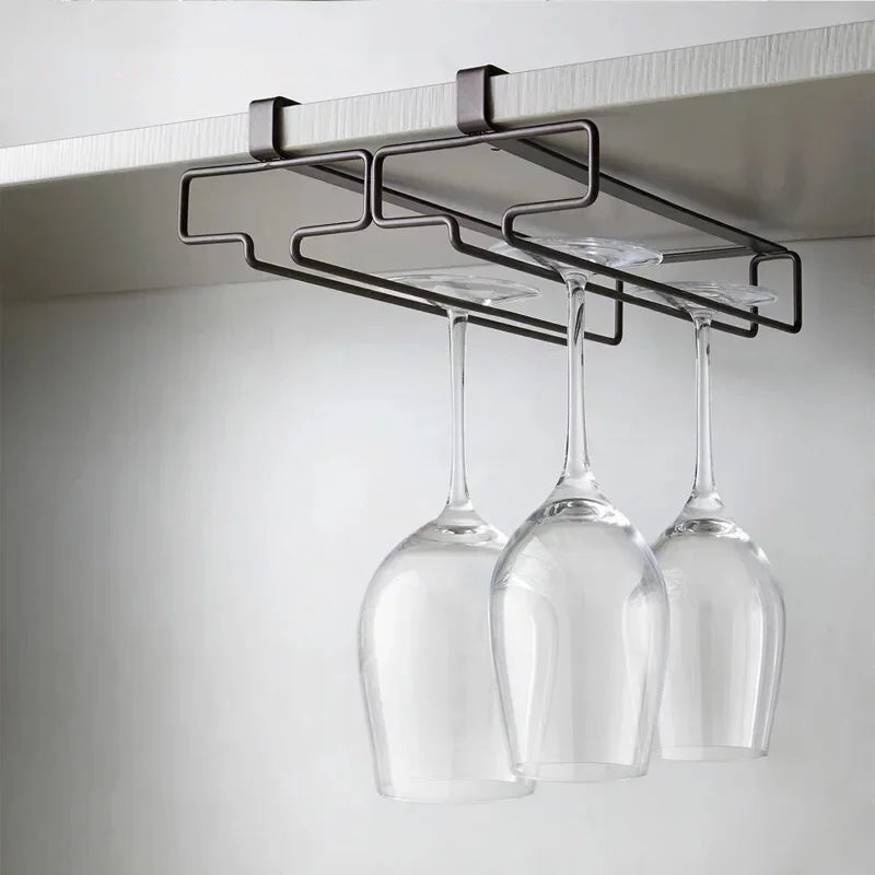 Large Stemware Wine Glass Hanger Rack Under Cabinet Kitchen Bar Storage Black 87HA - Cabinet Organizer - view 8