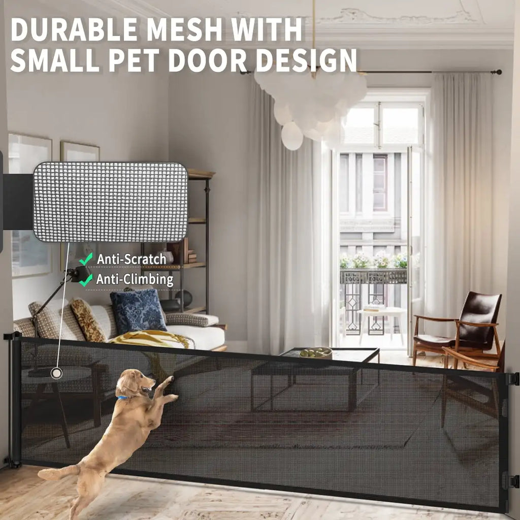 120inx34in Retractable Baby Gate Tall Mesh Baby Gate Extends up to Wide Retractable Gate - Safety Gate - view 3