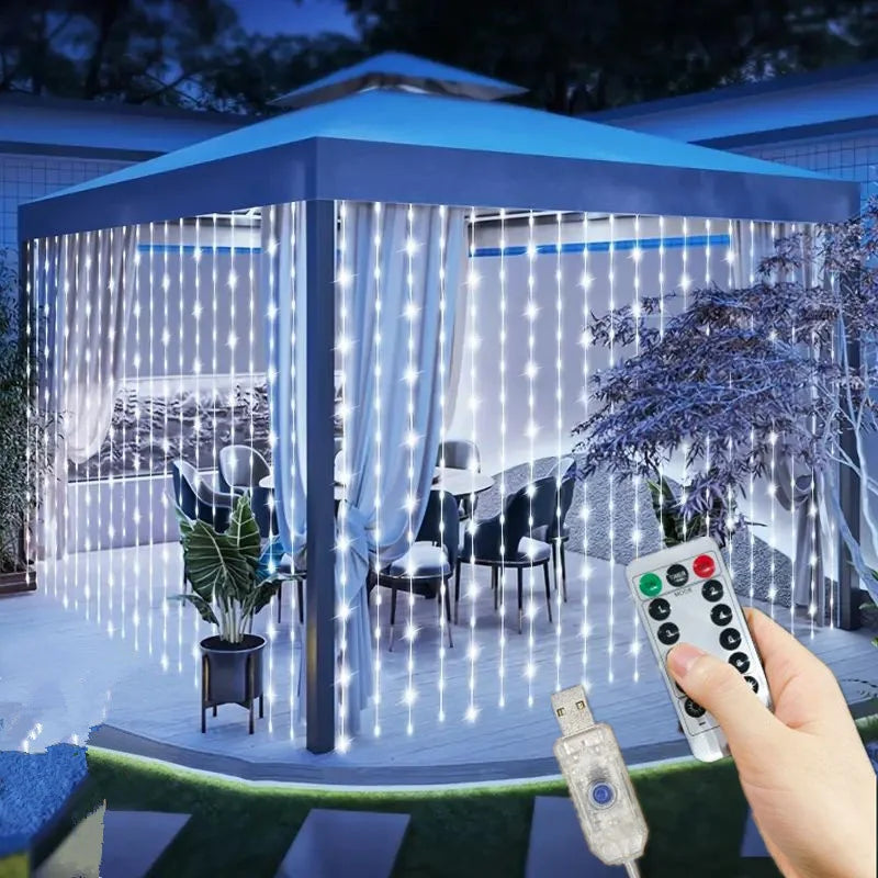 LED Garland Fairy Light Garden Light String 6M 8 Mode USB Curtain Light Wedding - Window Treatment - view 3
