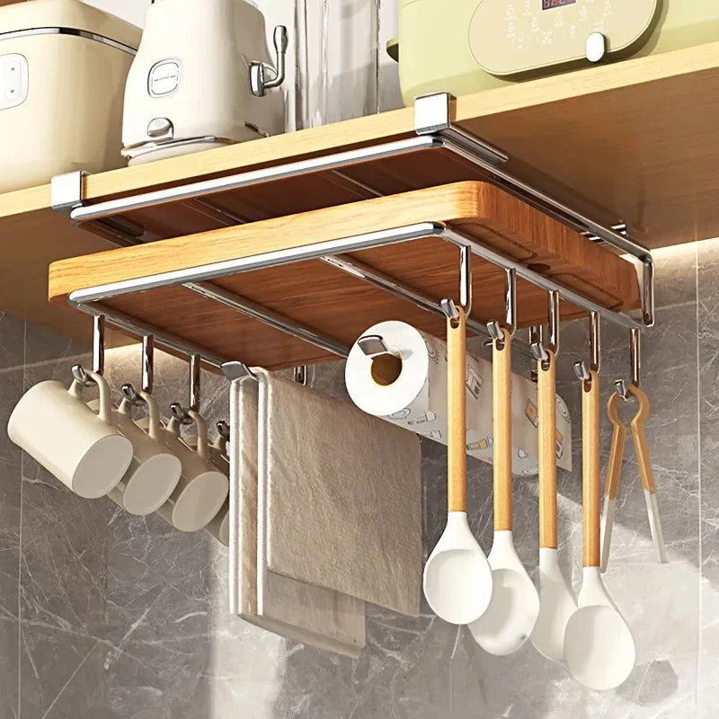 Installation-free Kitchen Cabinet Under Shelf No-Punch Large Capacity Storage Board - Cabinet Organizer - view 2