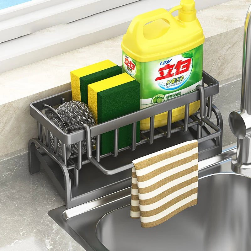 Kitchen Stainless Steel Sink Drain Rack Sponge Storage Faucet Holder Soap Drainer - Kitchen Faucet - view 7