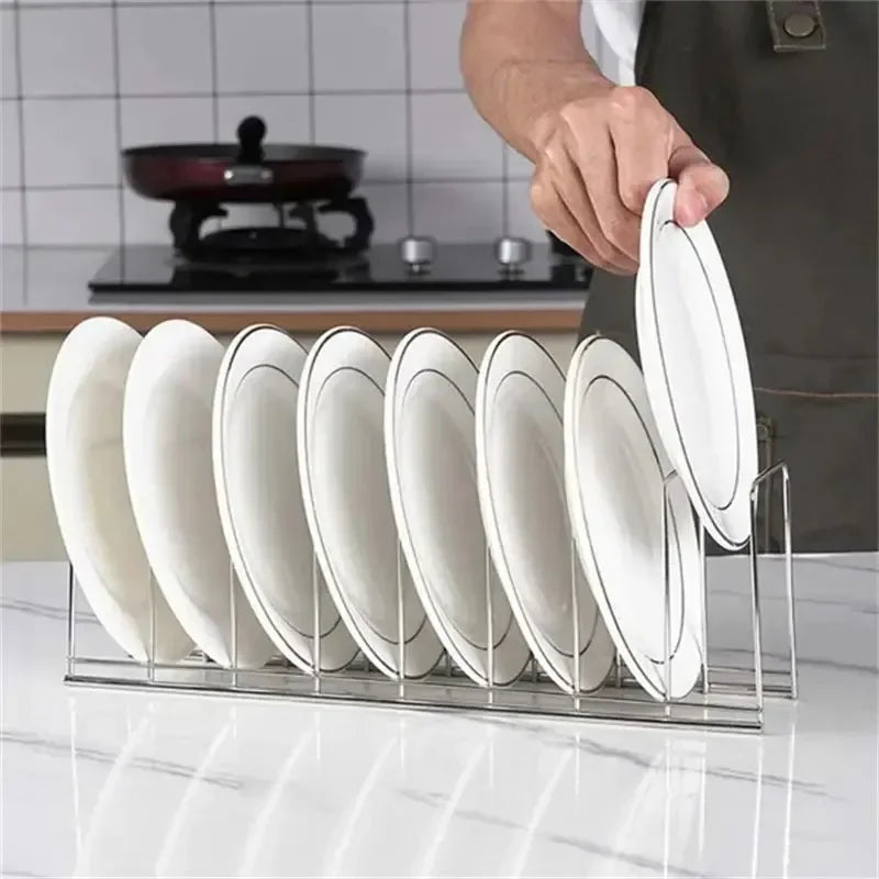 Kitchen Bowl Dish Organizer Stainless Steel Dish Holder Home Cutlery Dishes Pot Lid Rack - Cabinet Organizer - view 5