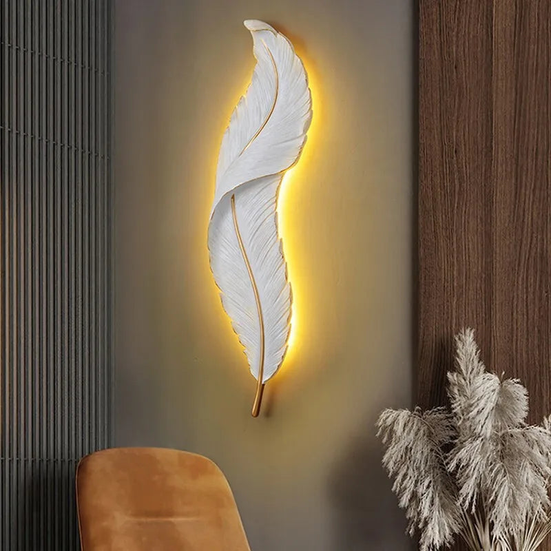 Nordic feather wall lamp, living room, bedroom, headboard, foyer, creative feather - Wall Light - view 2