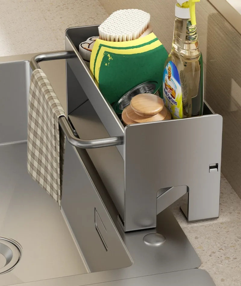 Kitchen Shelf Floor Countertop Faucet Sink Supplies Household Seasoning Rag Storage - Kitchen Faucet - view 6