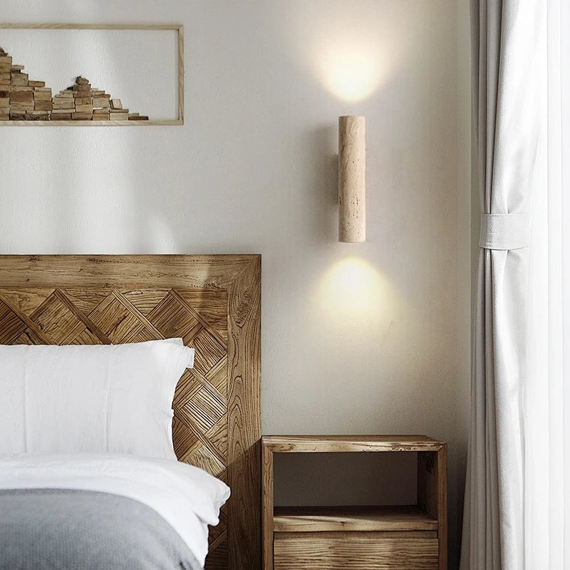 IWHD Wood Canopy LED Wall Lights Bedroom Bedside Lamp Sconce Nordic Modern Simple Yellow - Wall Light - view 6