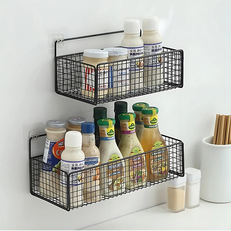 Kitchen Wall Mount Storage Rack Non Perforated Wall Mounted Storage Rack Wall Shelf Spice - Storage Shelf - view 2
