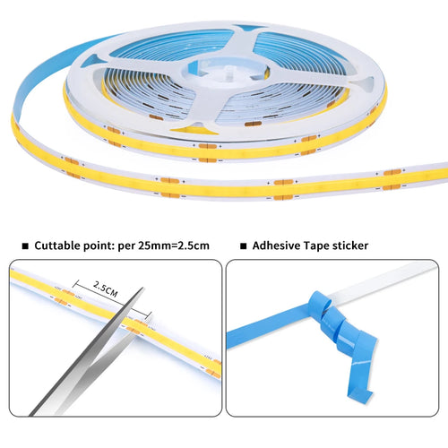 12V COB LED Strip Light 320LEDs/m Dimmable with Penetrable Wood Touch & Motion Sensor - LED Strip Light - view 2