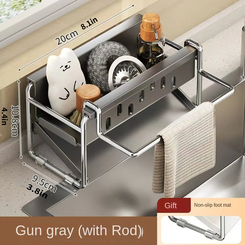 Stainless steel kitchen shelf, sink towel rack, drain basket, kitchen utensil rack - Cabinet Organizer - view 8