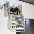 Refrigerator top cabinet double body lifting pull basket double layer hanging cabinet - Cabinet Organizer