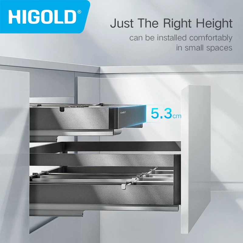HIGOLD Small Pull Basket Kitchen Cabinet Tool Puller Single Drawer Space Aluminium - Cabinet Organizer - view 5