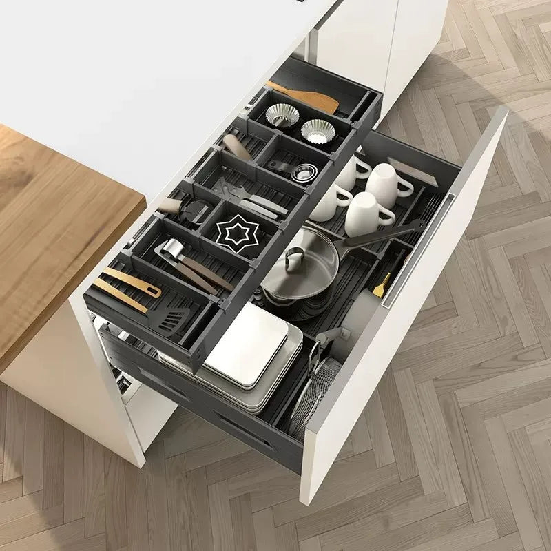 Pull-out basket kitchen cabinet double drawer type drawer type bowl basket dish - Cabinet Organizer