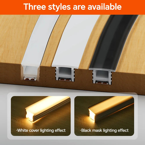 1M-10M LED Neon Rope Tube Soft Silicone Diffuser Channel Black/White Flexible Ribbon - LED Strip Light