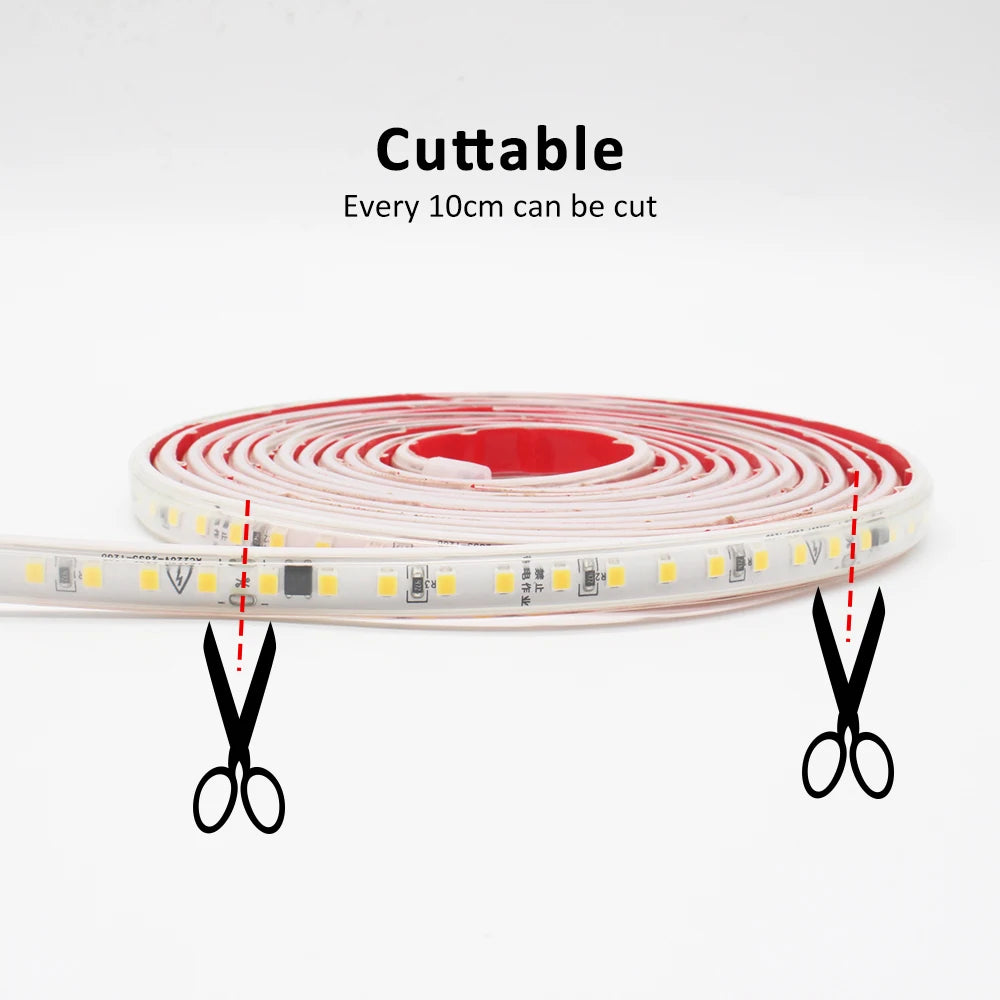 220V LED Strip Light SMD2835 120LEDs/m Waterproof Tape Lamp with EU Plug 1M 2M - Kitchen Faucet - view 6