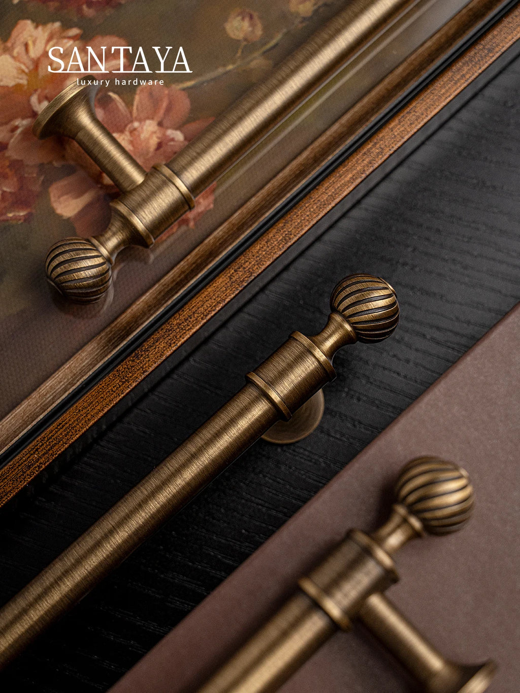 Santaya Brushed Antique Brass Handles Luxury Kitchen Cabinet Pull Wardrobe Dresser - Cabinet Organizer - view 2