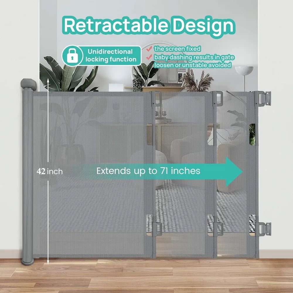 Retractable Baby Safe Doorways 71" Wide Baby Gate Child Safety Gate For Doorways Stairs - Safety Gate - view 2