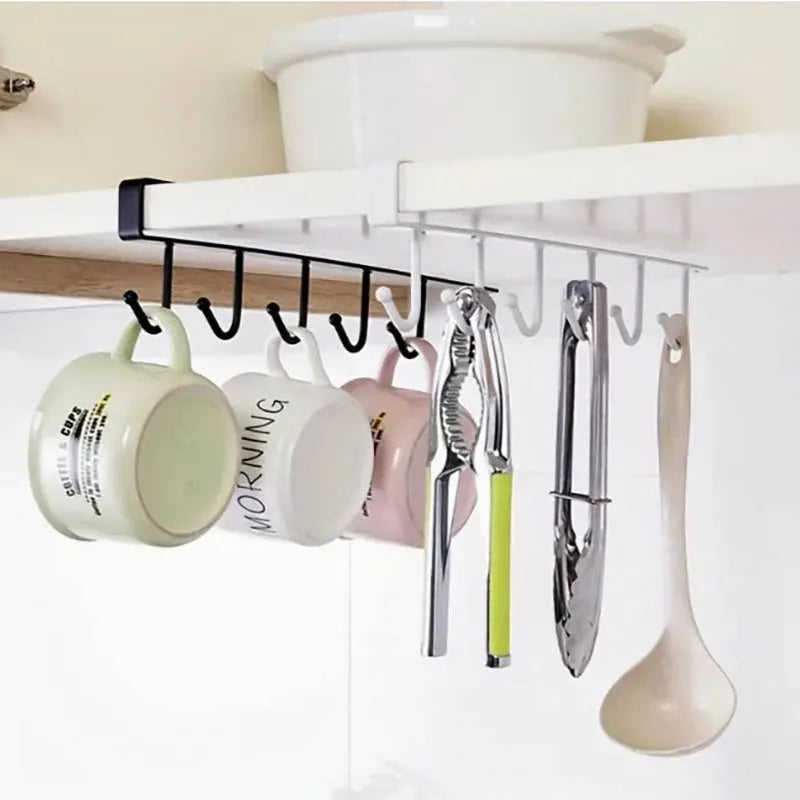 2pcs Multi-Purpose Kitchen Organizer with 6 Hooks and Cup Holder Kitchen Cabinet - Cabinet Organizer - view 2