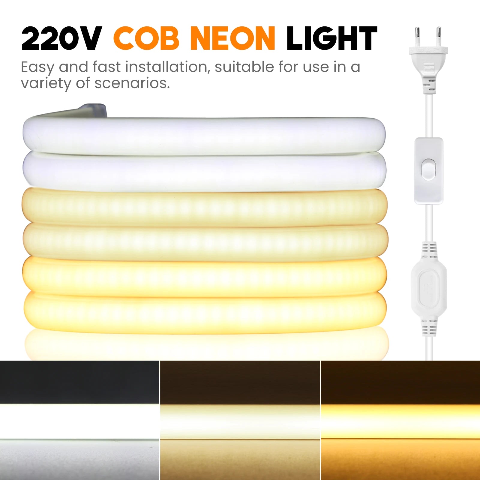 220V COB LED Strip Light 20M 40M 288LEDs/m Flexible Outdoor IP67 Waterproof CRI RA90 - LED Strip Light - view 4