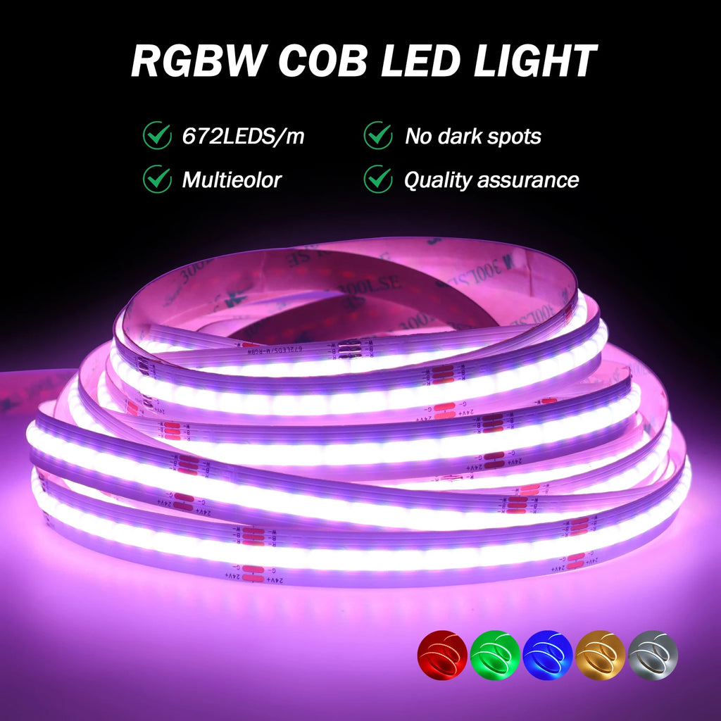 DC 24V RGBW RGBWW 5pin COB LED Strip 10M 672LEDs/M RA90 High Density Room - LED Strip Light - view 2