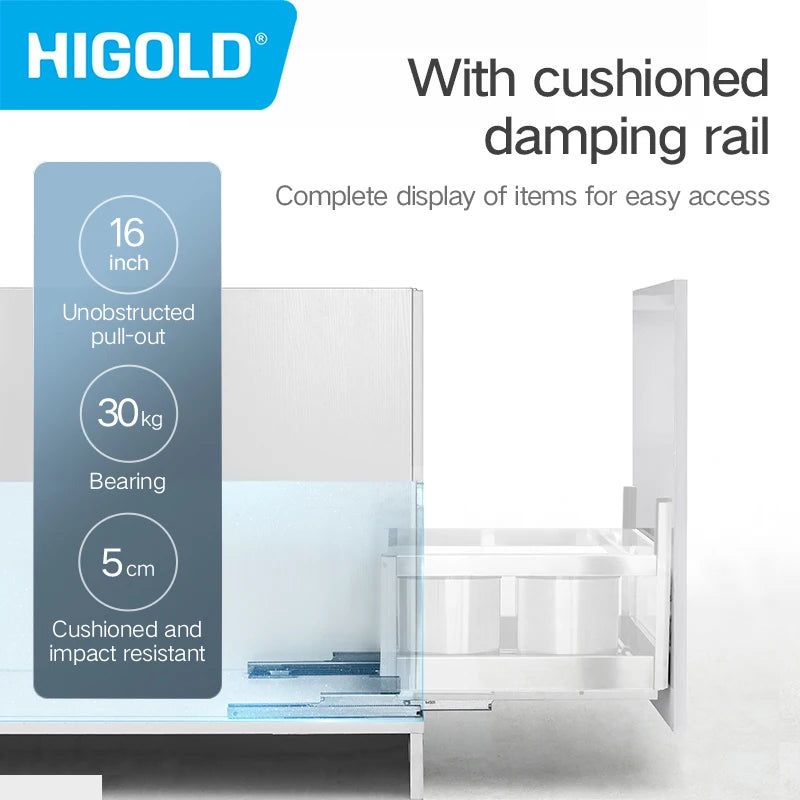 HIGOLD Seasoning Pull Out Basket Kitchen Kitchen Cabinet 304 Stainless Steel Double - Cabinet Organizer - view 5