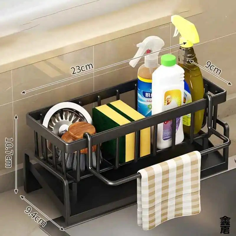 Kitchen Storage Tools Stainless Steel Rag Drain Rack Adjustable Water-saving Storage - Storage Shelf - view 7