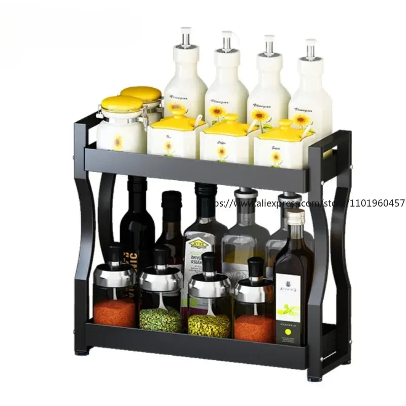 Kitchen Rack Spice Rack Countertop Small Seasoning Oil Salt Sauce Vinegar Storage Rack - Storage Shelf