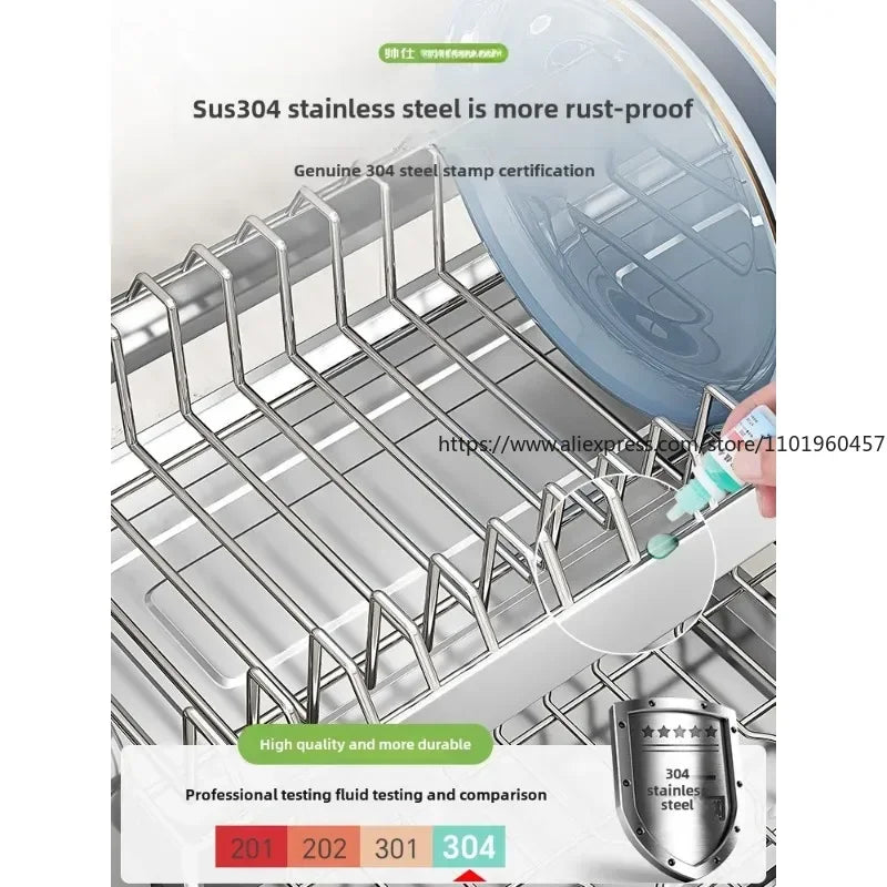 304 Stainless Steel Dish Storage Rack Kitchen Multifunctional Storage Dish Drain Rack - Dish Drying Rack - view 3