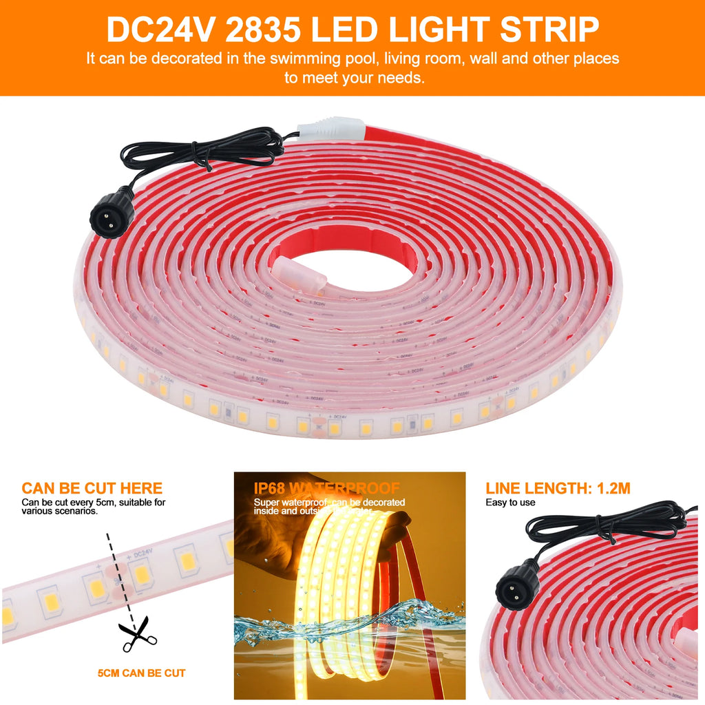 24V Solar Led Strip Light 2835 120LEDs/m Outdoor IP68 Waterproof Red Green Blue Pink - LED Strip Light - view 5