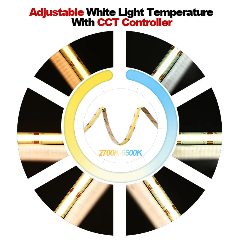 Dimmable COB CCT LED Strip Lights 2700K to 6500K Changeable High Density 608 LEDs/m - LED Strip Light - view 5