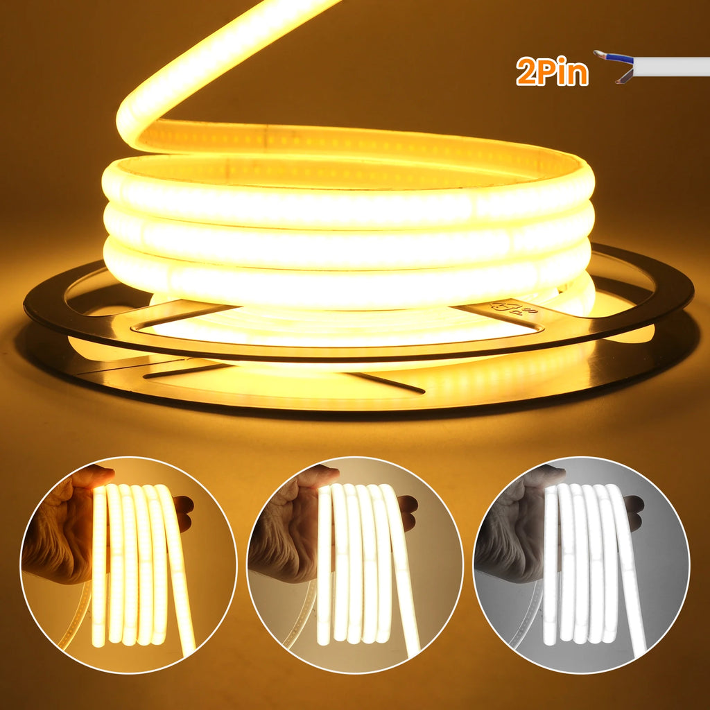 220V Adhesive COB LED Strip Light Built-in IC 240LEDs/M Flexible Ribbon IP65 - LED Strip Light - view 5