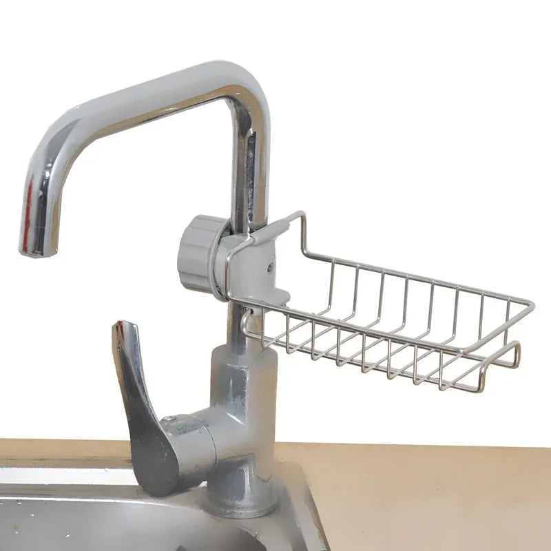 Kitchen Storage Tools Stainless Steel Rag Drain Rack Adjustable Water-saving Storage - Storage Shelf