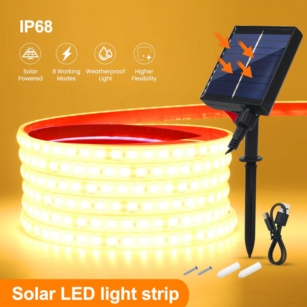 24V Solar Led Strip Light 2835 120LEDs/m Outdoor IP68 Waterproof Red Green Blue Pink - LED Strip Light - view 7