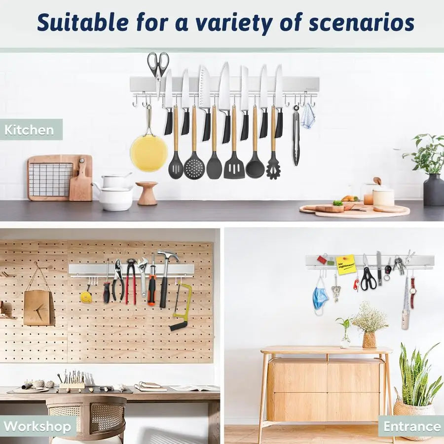 Inch Magnetic Knife Holder for Wall Stainless Steel Magnet Knife Strip No Drill with - Organizer - view 6