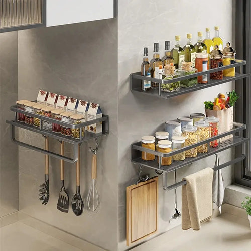 1 PC Multifunctional Kitchen Rack Spice Storage Rack Wall Mounted Kitchen Utensil - Storage Shelf - view 2