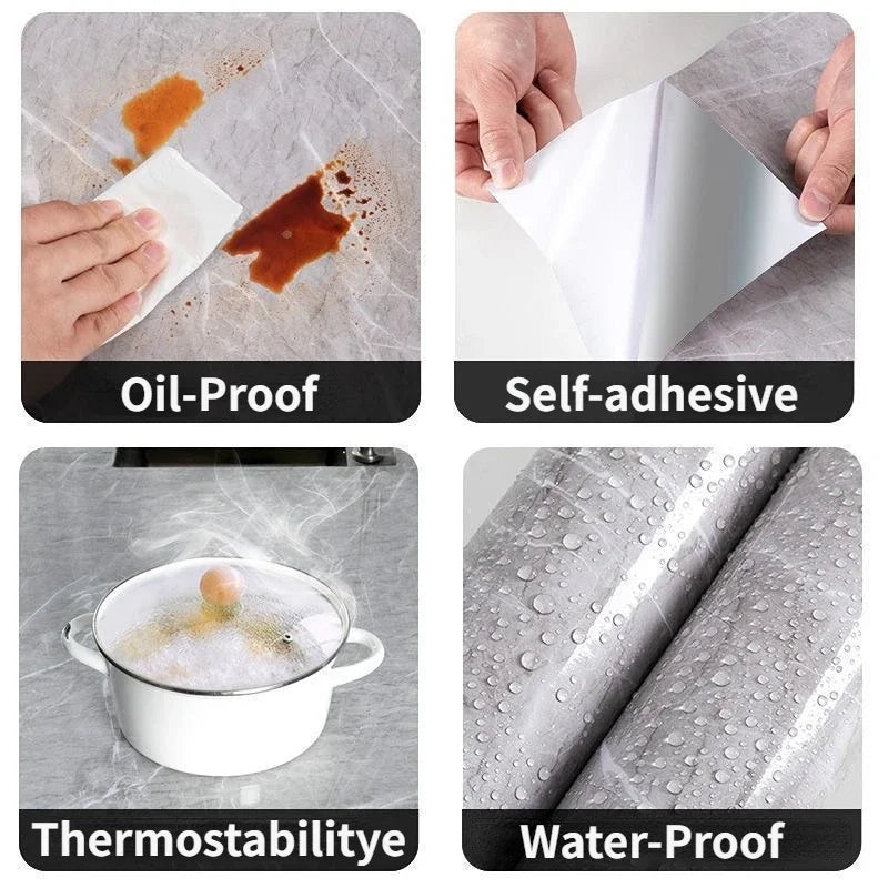 10M x 80CM Marble Self Adhesive Wallpaper Waterproof Oil Proof Kitchen Stickers - Home Improvement - view 2