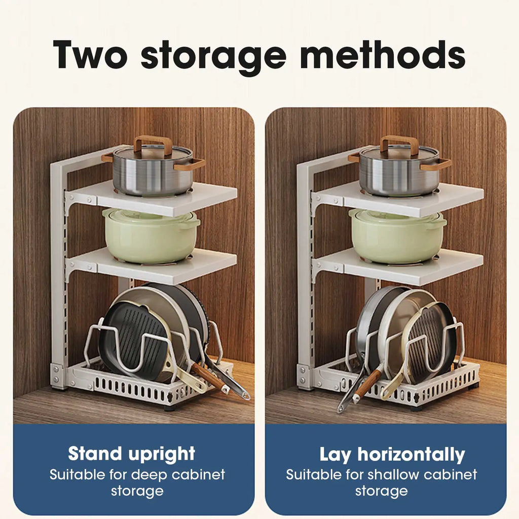 Multi-Tier Kitchen Storage Rack Pot Pan Organizer with Adjustable Shelves - Cabinet Organizer - view 2
