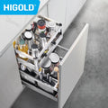 HIGOLD Seasoning Pull Out Basket Kitchen Kitchen Cabinet 304 Stainless Steel Double - Cabinet Organizer