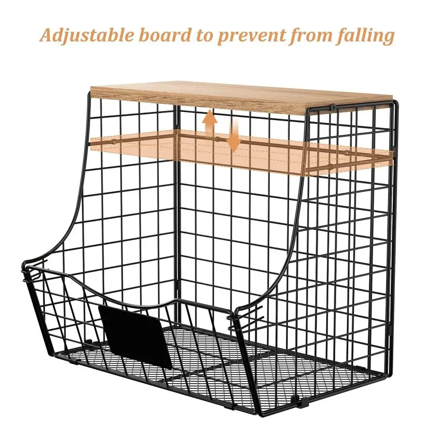 Pack Fruit Basket for Kitchen with Wood Lid CounterampWall Mounted Onion and Potato - Cabinet Organizer - view 6