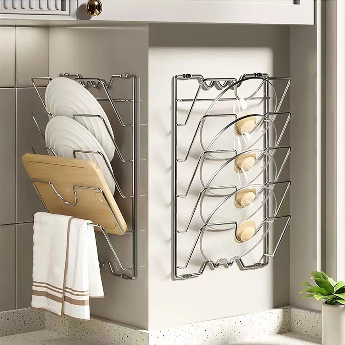 Space-saving pot lid organizer Non-slip design Safe storage of kitchen supplies - Cabinet Organizer - view 5