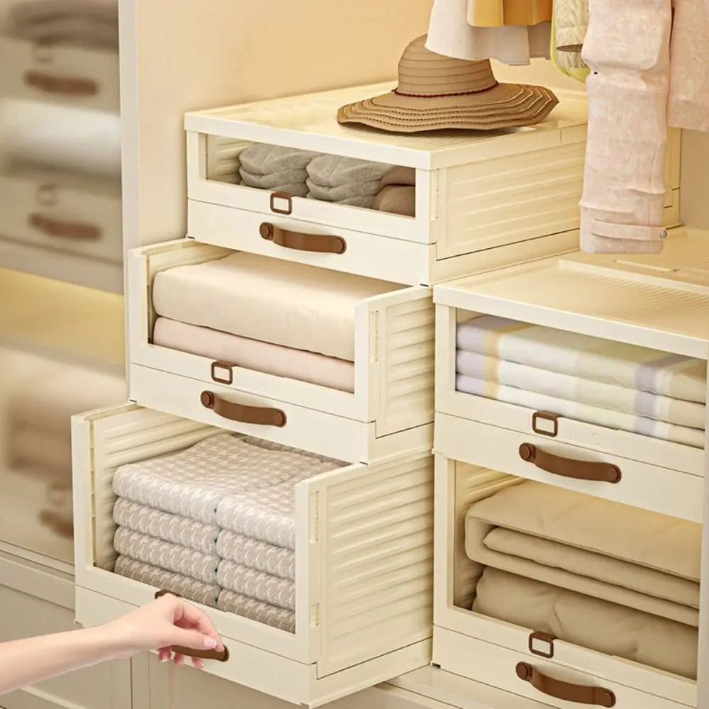 Household Plastic Drawer Organizer Foldable Pull Out Cabinet Storage Stackable With - Cabinet Organizer - view 3